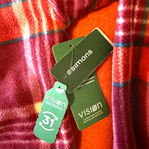 Burgundy and orange rustic polar fleece cropped soft shacket shirt NWT - Picture 7 of 9